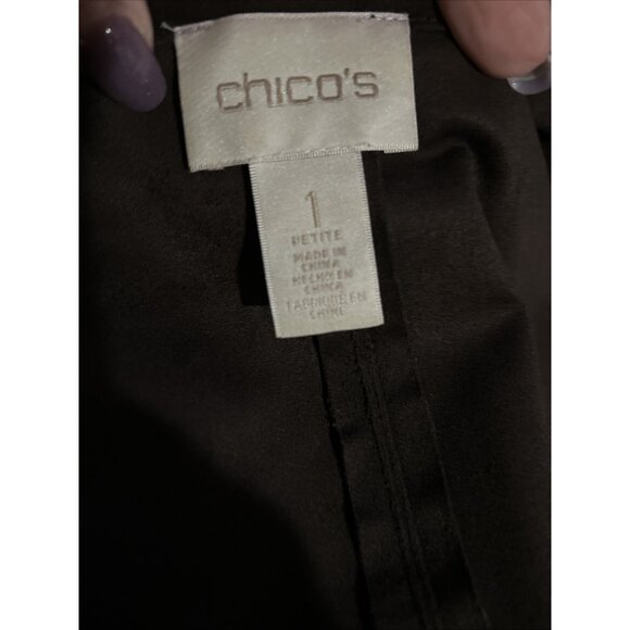 Chico's Espresso Brown Vegan Gold Zippers Jacket Size 1 Petite NWOT - Picture 10 of 11